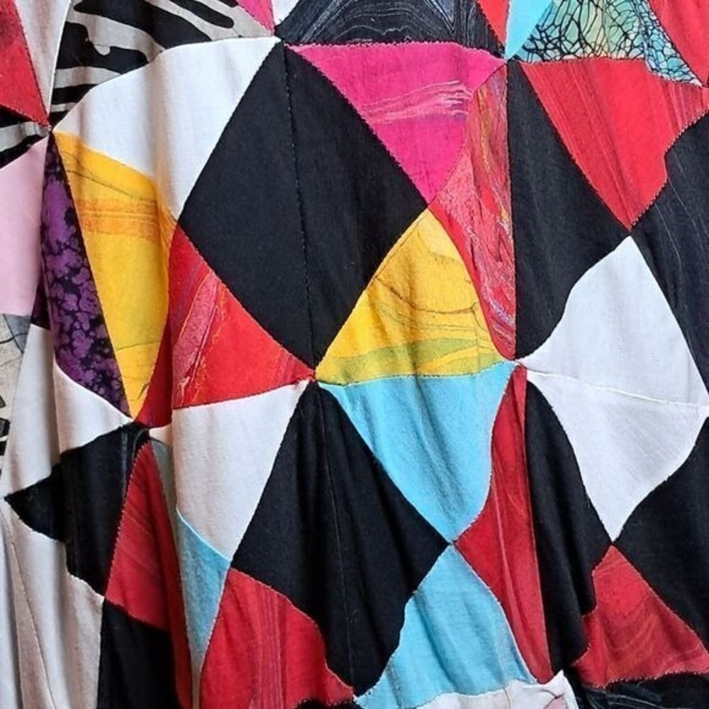 Vintage Abstract Patchwork Kimono Jacket Multicol… - image 3